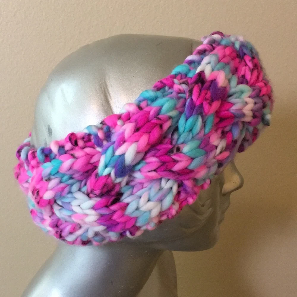 Hand Knit Women's Ear Warmer Headband Merino Wool